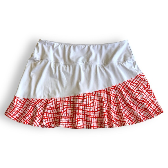 BOLLE’ WHITE WITH ORANGE WAVE RUFFLE TENNIS, PICKLEBALL, GOLF SKORT WOMEN’S SZ L - Picture 3 of 5